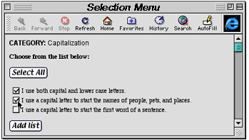 image of selection menu with some options checked